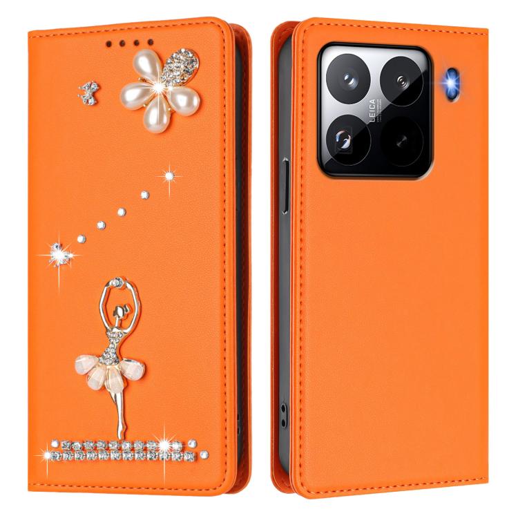 For Xiaomi 15 Pro 5G Ballet Girl Diamond Studded RFID Vegan Leather Phone Case