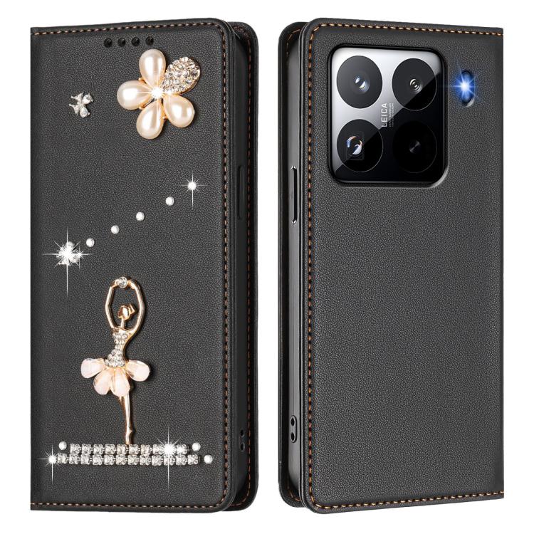 For Xiaomi 15 Pro 5G Ballet Girl Diamond Studded RFID Vegan Leather Phone Case