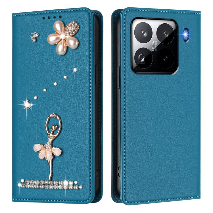 For Xiaomi 15 Pro 5G Ballet Girl Diamond Studded RFID Vegan Leather Phone Case
