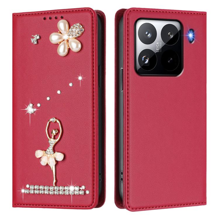 For Xiaomi 15 Pro 5G Ballet Girl Diamond Studded RFID Vegan Leather Phone Case