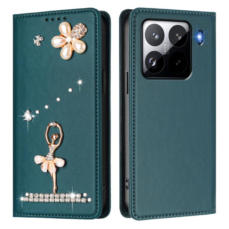 For Xiaomi 15 Pro 5G Ballet Girl Diamond Studded RFID Vegan Leather Phone Case