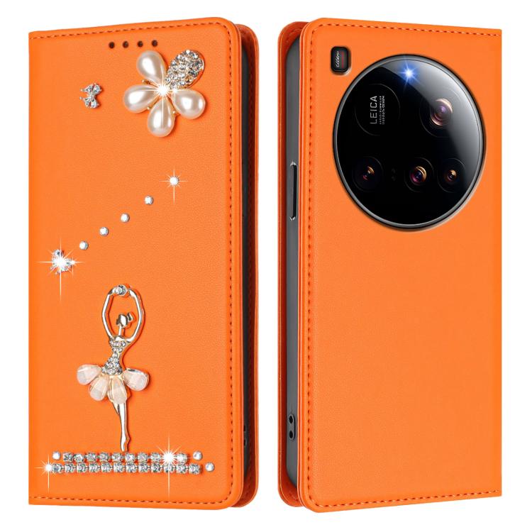 For Xiaomi 15 Ultra 5G Ballet Girl Diamond Studded RFID Vegan Leather Phone Case