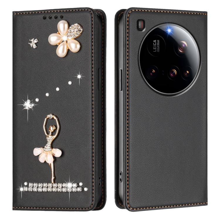 For Xiaomi 15 Ultra 5G Ballet Girl Diamond Studded RFID Vegan Leather Phone Case