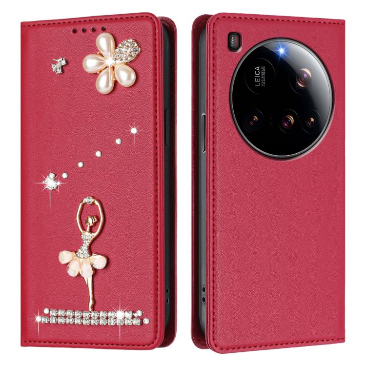 For Xiaomi 15 Ultra 5G Ballet Girl Diamond Studded RFID Vegan Leather Phone Case