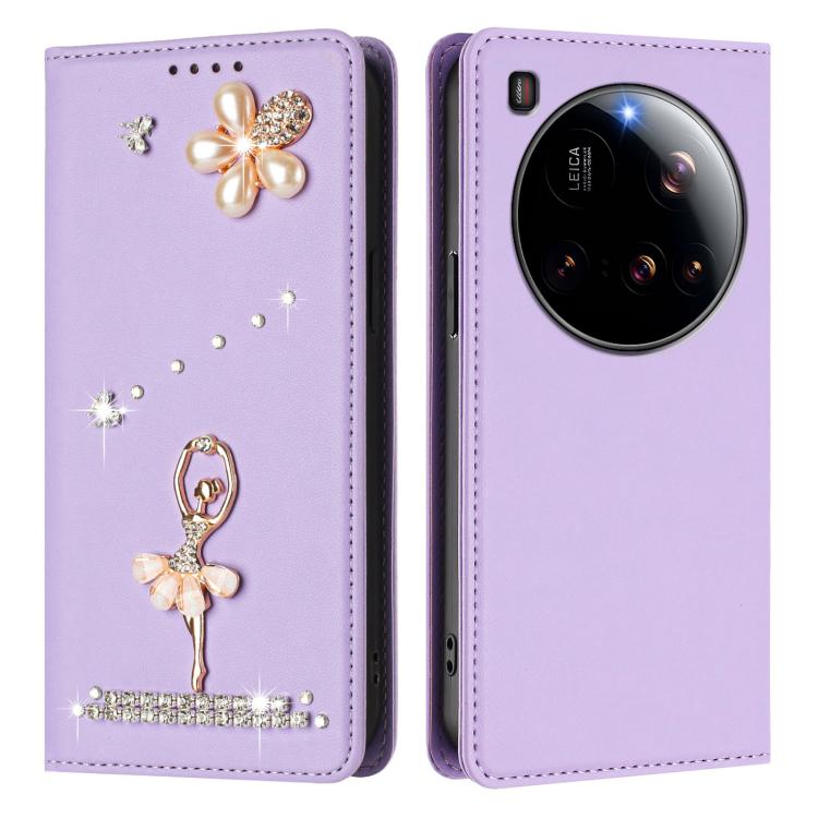For Xiaomi 15 Ultra 5G Ballet Girl Diamond Studded RFID Vegan Leather Phone Case