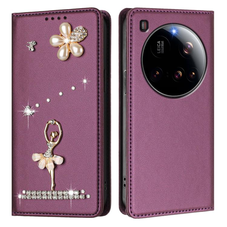 For Xiaomi 15 Ultra 5G Ballet Girl Diamond Studded RFID Vegan Leather Phone Case