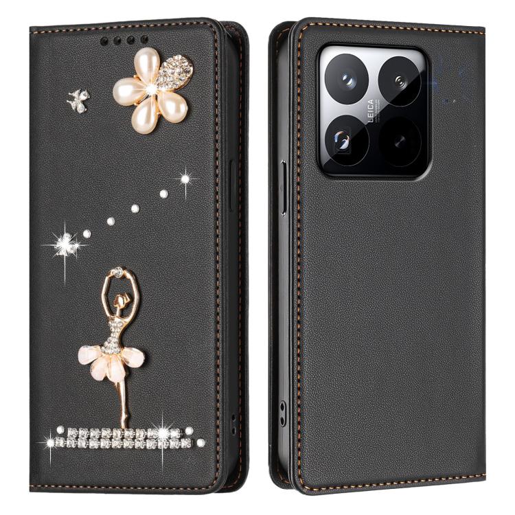 For Xiaomi 15T 5G Ballet Girl Diamond Studded RFID Vegan Leather Phone Case