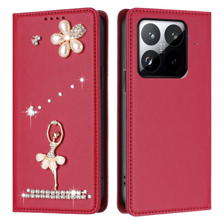 For Xiaomi 15T 5G Ballet Girl Diamond Studded RFID Vegan Leather Phone Case