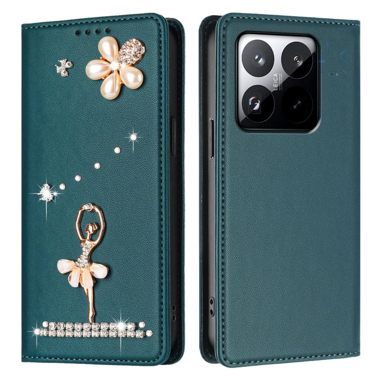 For Xiaomi 15T 5G Ballet Girl Diamond Studded RFID Vegan Leather Phone Case