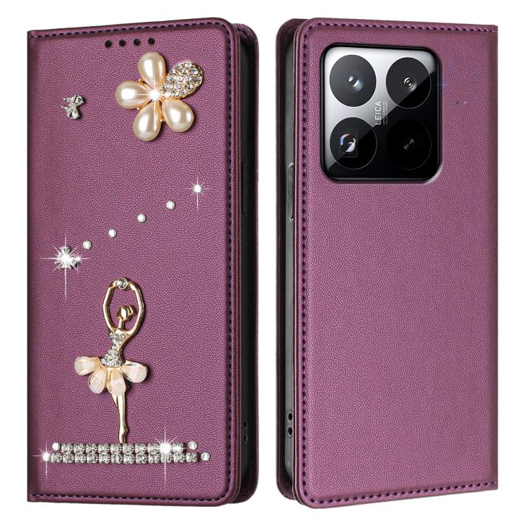 For Xiaomi 15T 5G Ballet Girl Diamond Studded RFID Vegan Leather Phone Case