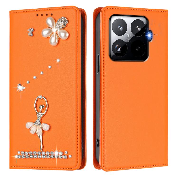 For Xiaomi 15T Pro 5G Ballet Girl Diamond Studded RFID Vegan Leather Phone Case