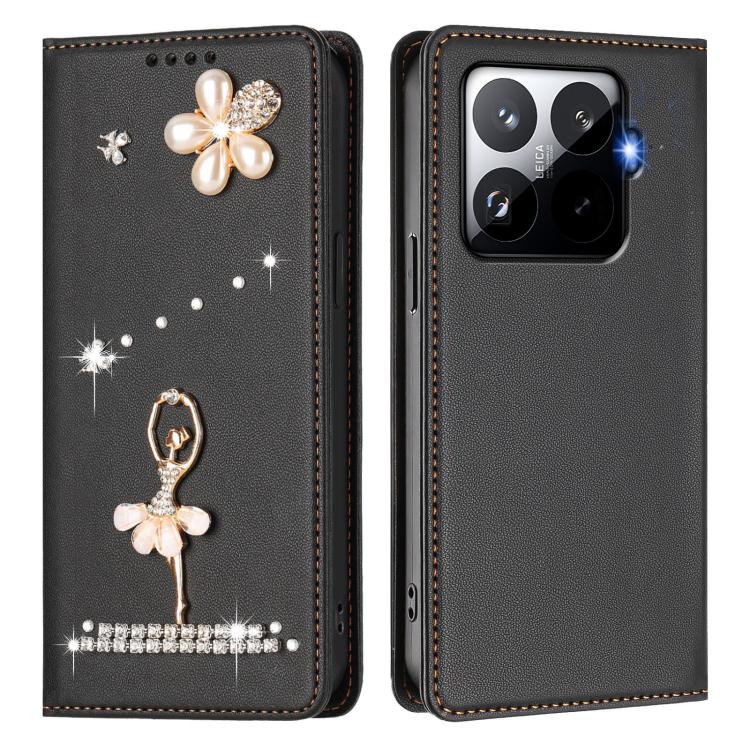 For Xiaomi 15T Pro 5G Ballet Girl Diamond Studded RFID Vegan Leather Phone Case