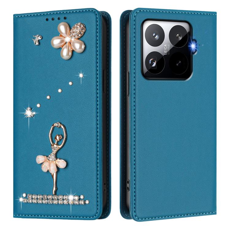 For Xiaomi 15T Pro 5G Ballet Girl Diamond Studded RFID Vegan Leather Phone Case