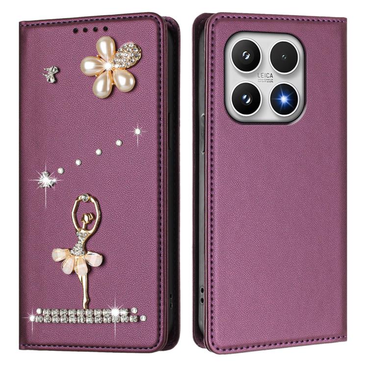 For Xiaomi 17 5G Ballet Girl Diamond Studded RFID Vegan Leather Phone Case