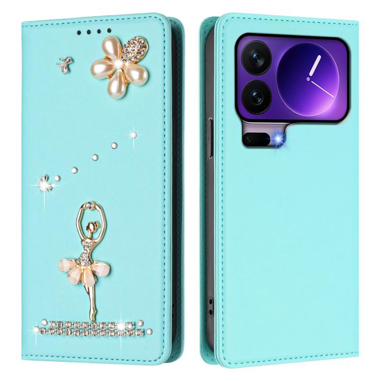 For Xiaomi 17 Pro 5G Ballet Girl Diamond Studded RFID Vegan Leather Phone Case