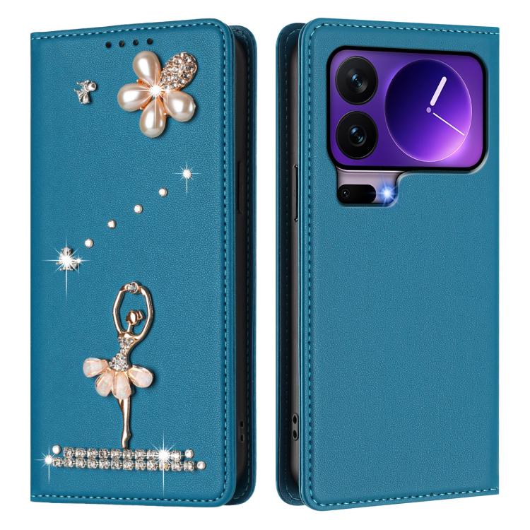For Xiaomi 17 Pro 5G Ballet Girl Diamond Studded RFID Vegan Leather Phone Case