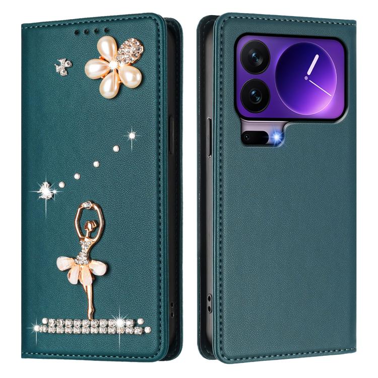 For Xiaomi 17 Pro 5G Ballet Girl Diamond Studded RFID Vegan Leather Phone Case