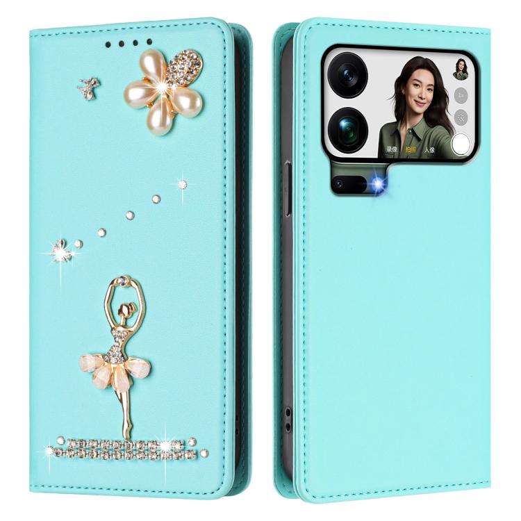 For Xiaomi 17 Pro Max 5G Ballet Girl Diamond Studded RFID Vegan Leather Phone Case
