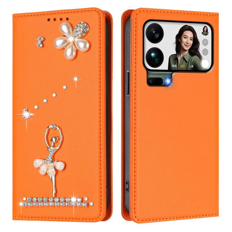 For Xiaomi 17 Pro Max 5G Ballet Girl Diamond Studded RFID Vegan Leather Phone Case