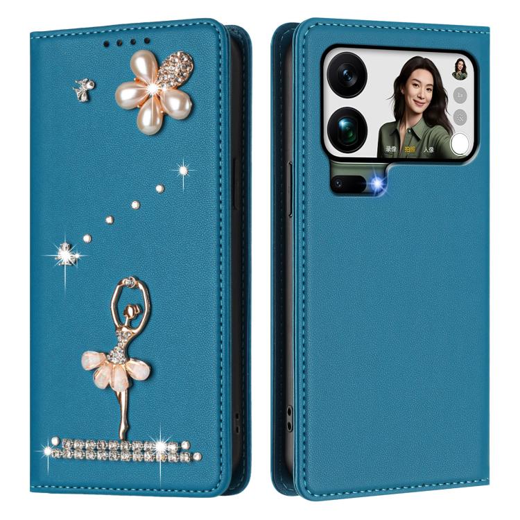 For Xiaomi 17 Pro Max 5G Ballet Girl Diamond Studded RFID Vegan Leather Phone Case