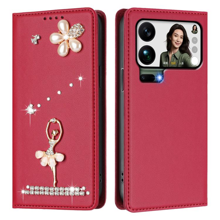 For Xiaomi 17 Pro Max 5G Ballet Girl Diamond Studded RFID Vegan Leather Phone Case