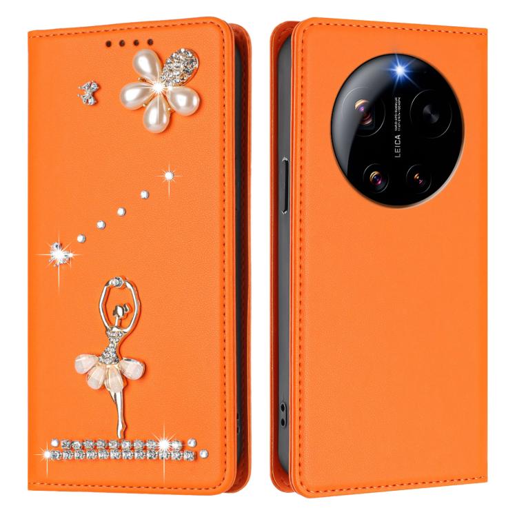 For Xiaomi 17 Ultra 5G Ballet Girl Diamond Studded RFID Vegan Leather Phone Case