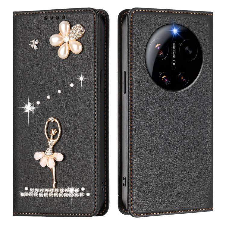 For Xiaomi 17 Ultra 5G Ballet Girl Diamond Studded RFID Vegan Leather Phone Case