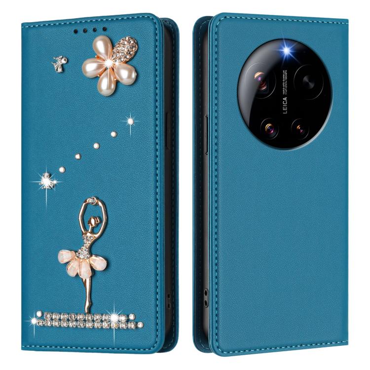 For Xiaomi 17 Ultra 5G Ballet Girl Diamond Studded RFID Vegan Leather Phone Case