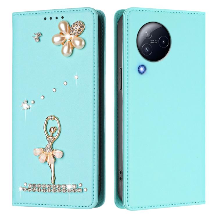 For Xiaomi Civi 3 Ballet Girl Diamond Studded RFID Vegan Leather Phone Case