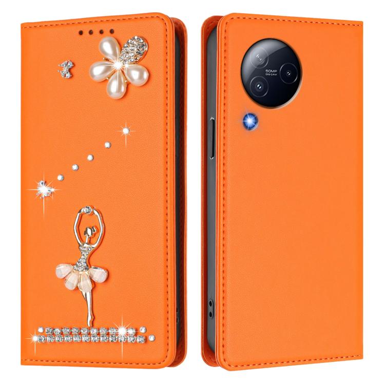 For Xiaomi Civi 3 Ballet Girl Diamond Studded RFID Vegan Leather Phone Case