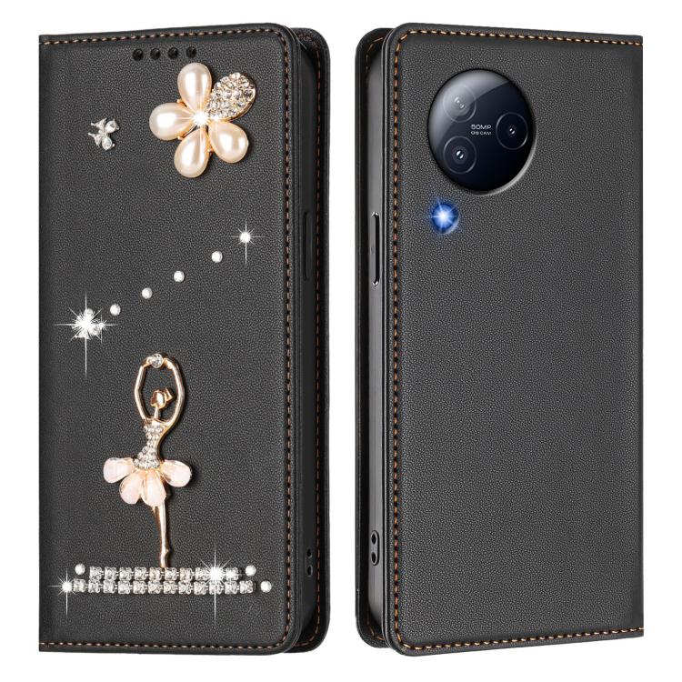 For Xiaomi Civi 3 Ballet Girl Diamond Studded RFID Vegan Leather Phone Case