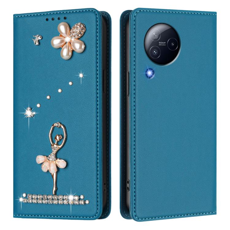 For Xiaomi Civi 3 Ballet Girl Diamond Studded RFID Vegan Leather Phone Case
