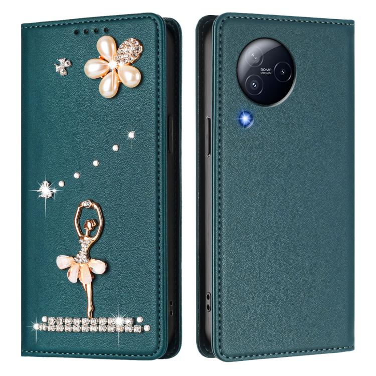 For Xiaomi Civi 3 Ballet Girl Diamond Studded RFID Vegan Leather Phone Case