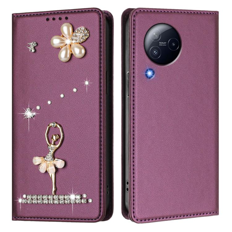 For Xiaomi Civi 3 Ballet Girl Diamond Studded RFID Vegan Leather Phone Case