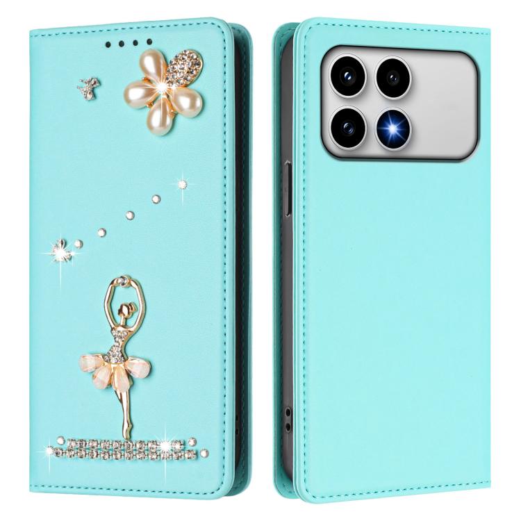 For Xiaomi Poco F8 Pro 5G / Redmi K90 Ballet Girl Diamond Studded RFID Vegan Leather Phone Case