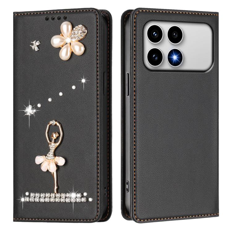 For Xiaomi Poco F8 Pro 5G / Redmi K90 Ballet Girl Diamond Studded RFID Vegan Leather Phone Case