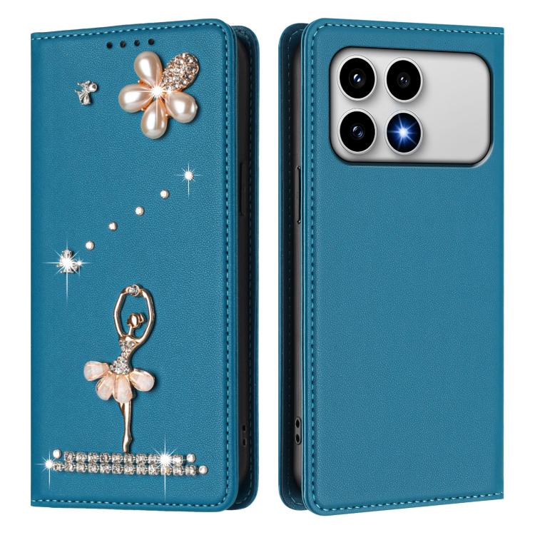 For Xiaomi Poco F8 Pro 5G / Redmi K90 Ballet Girl Diamond Studded RFID Vegan Leather Phone Case