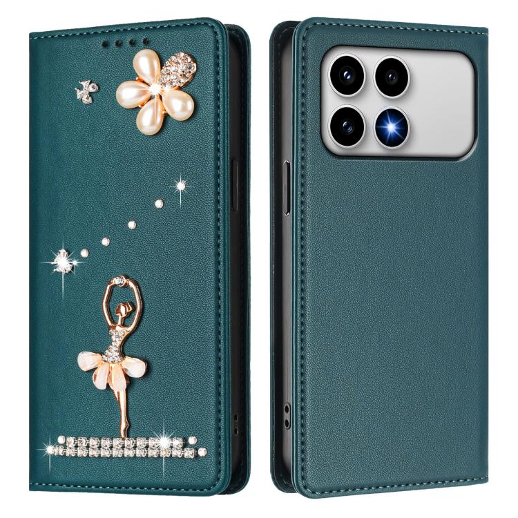 For Xiaomi Poco F8 Pro 5G / Redmi K90 Ballet Girl Diamond Studded RFID Vegan Leather Phone Case