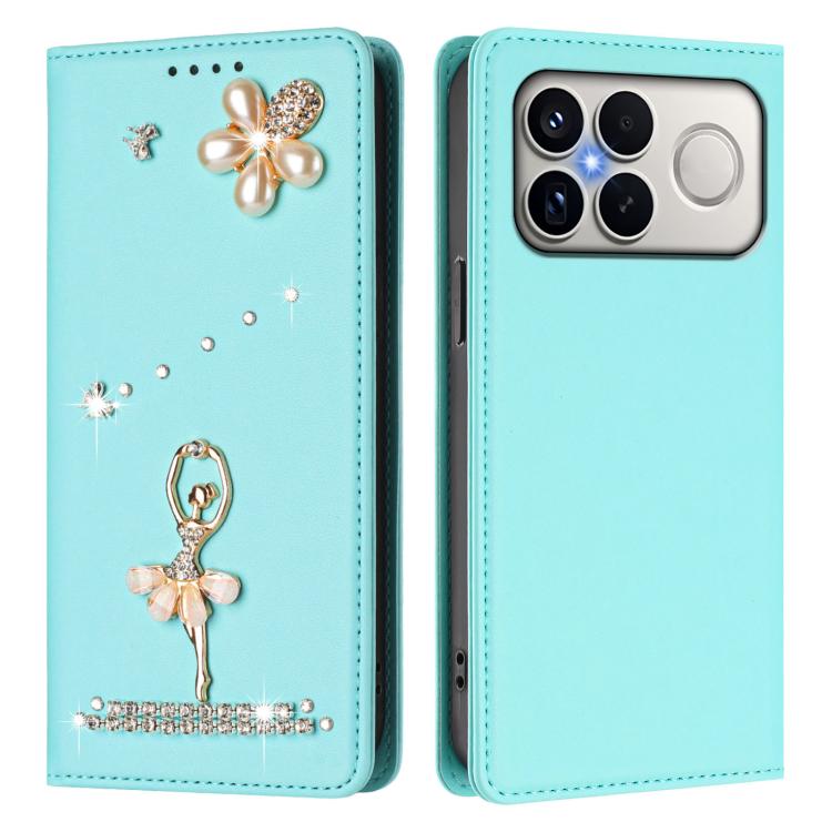 For Xiaomi Poco F8 Ultra / Redmi K90 Pro Max Ballet Girl Diamond Studded RFID Vegan Leather Phone Case