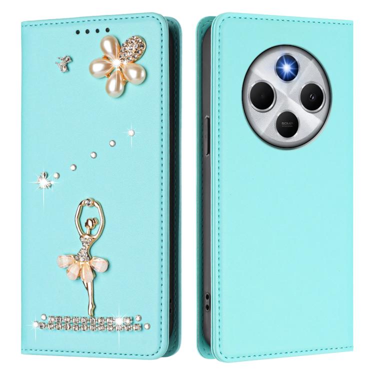 For Xiaomi Poco M7 5G / Poco C75 4G Ballet Girl Diamond Studded RFID Vegan Leather Phone Case