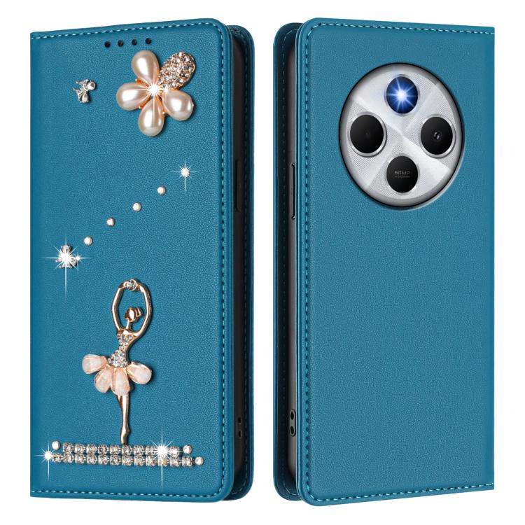 For Xiaomi Poco M7 5G / Poco C75 4G Ballet Girl Diamond Studded RFID Vegan Leather Phone Case