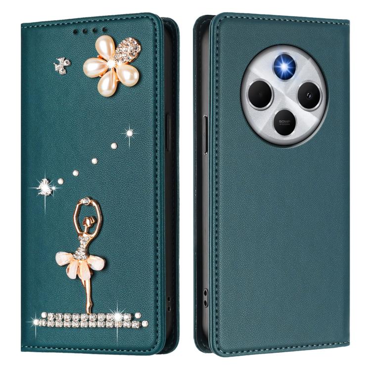 For Xiaomi Poco M7 5G / Poco C75 4G Ballet Girl Diamond Studded RFID Vegan Leather Phone Case