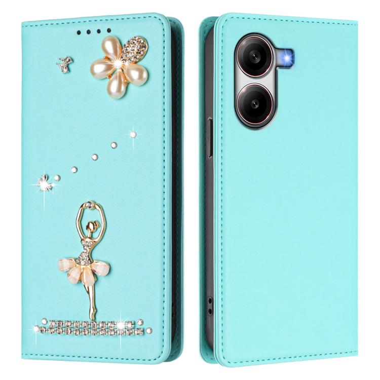 For Xiaomi Poco X7 Pro 5G / Redmi Turbo 4 Ballet Girl Diamond Studded RFID Vegan Leather Phone Case