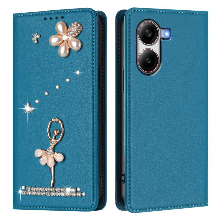 For Xiaomi Poco X7 Pro 5G / Redmi Turbo 4 Ballet Girl Diamond Studded RFID Vegan Leather Phone Case
