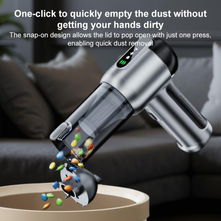 SUITU ST-6707APlus Portable Digital Display Blow Suction Combo USB Charging Car Vacuum Cleaner - Silver Black