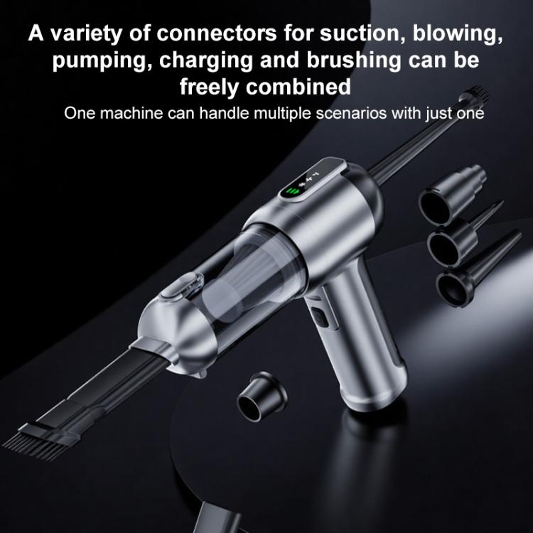 SUITU ST-6707APlus Portable Digital Display Blow Suction Combo USB Charging Car Vacuum Cleaner - Silver Black