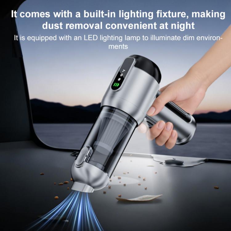 SUITU ST-6707APlus Portable Digital Display Blow Suction Combo USB Charging Car Vacuum Cleaner - Silver Black