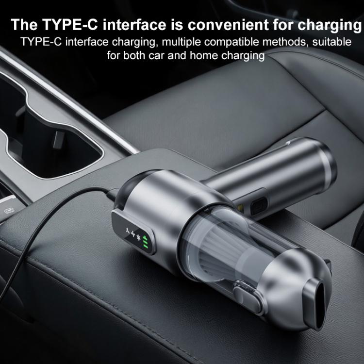 SUITU ST-6707APlus Portable Digital Display Blow Suction Combo USB Charging Car Vacuum Cleaner - Silver Black
