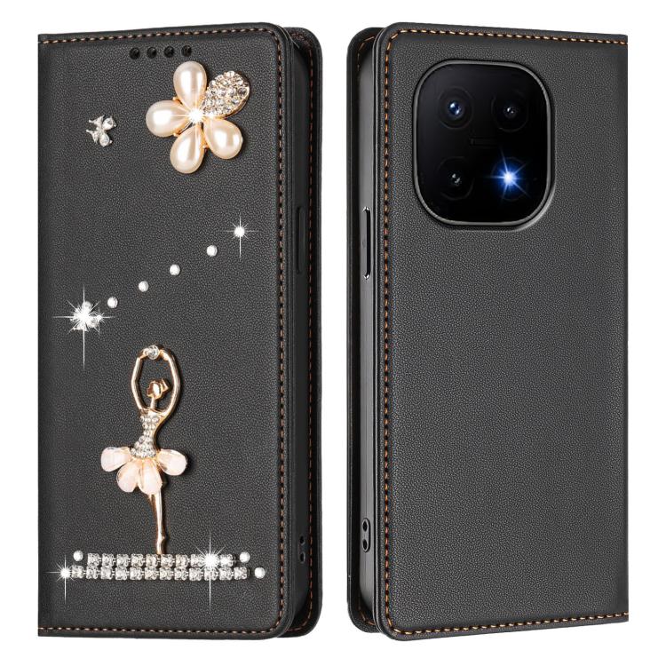 For vivo iQOO 15 Ballet Girl Diamond Studded RFID Vegan Leather Phone Case