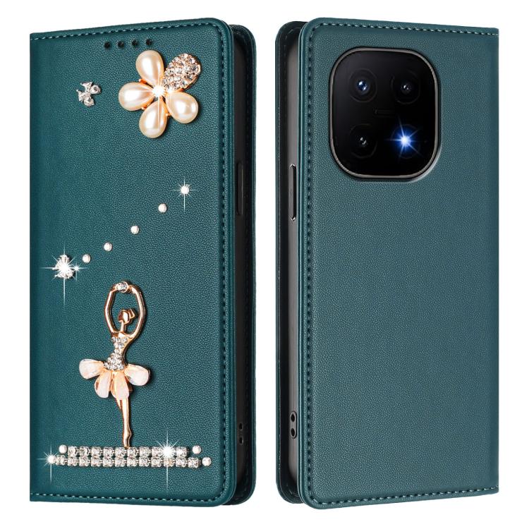 For vivo iQOO 15 Ballet Girl Diamond Studded RFID Vegan Leather Phone Case